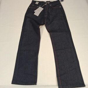 Chams Jeans Denim Pants Mens 32 Dark Blue Red Stitch ADBP244A Streetwear NEW